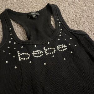 Bebe Black Tank with Sparkling Logo